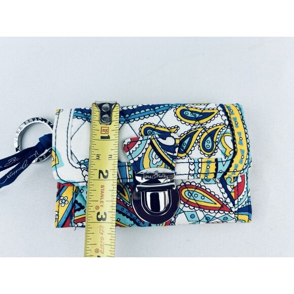 Vera Bradley Wallet Marina Paisley Quick Swipe ID Red Key Ring - Quilted - Picture 9 of 10
